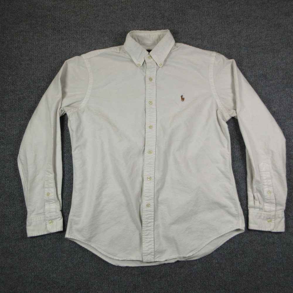 Ralph Lauren Oxford Shirt Mens Medium White Long Sleeve Pony Logo Preppy Classic